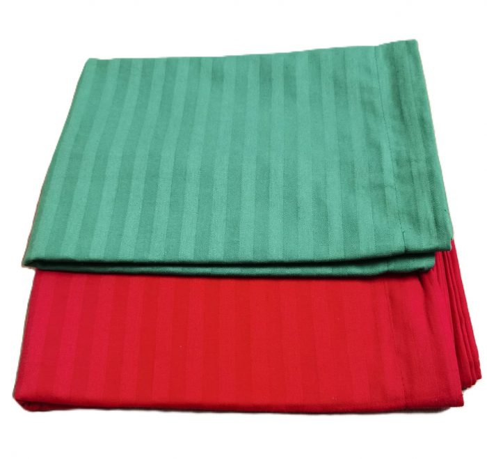 Set 2 fete de perna, 50x70 cm, damasc cu rame decorative, 100% bumbac, verde, rosu - imagine 2