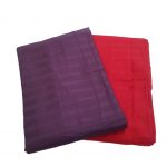 Set 2 fete de perna, 70x70 cm, damasc saten color cu rame decorative, 100% bumbac, magenta, rosu - imagine 2