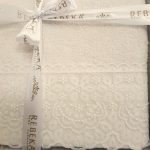 Set 2 prosoape baie Special Gift - 50x90 cm + 70x140 cm, 100% bumbac, cu dantela, ivoire - imagine 3