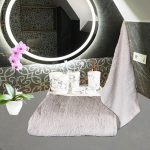 Set 2 prosoape baie - 50x90cm + 70x140cm, fara bordura, bumbac 100% - Champagne
