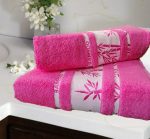 Set 2 prosoape baie 100% bambus, 50×90 cm si 70×140 cm - Fucsia
