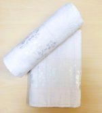 Set 2 Prosoape baie Jaquard alb 70x140 cm, decor floral - imagine 2