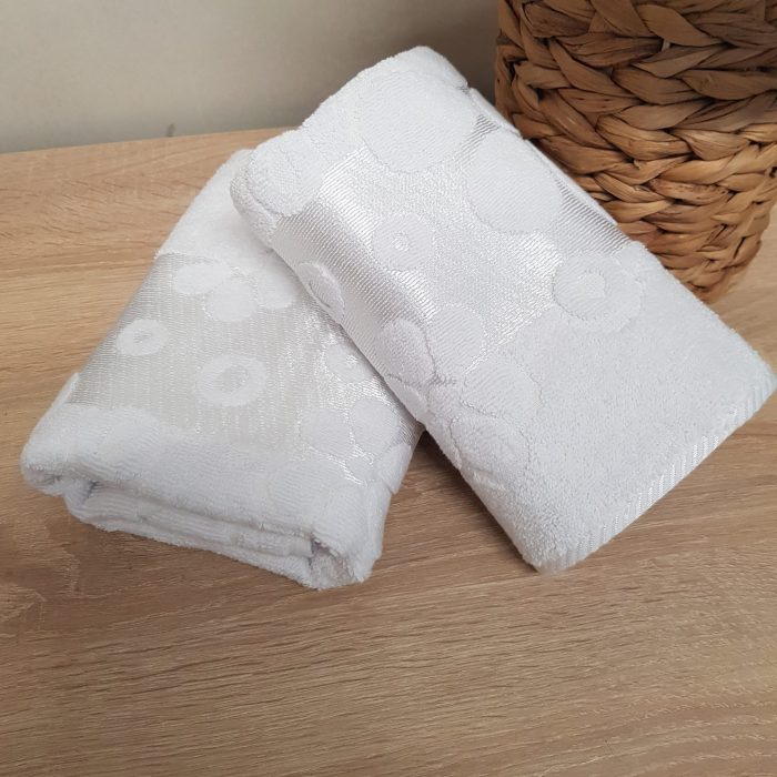 Set 2 Prosop baie Jaquard - alb - 50x90cm - imagine 3