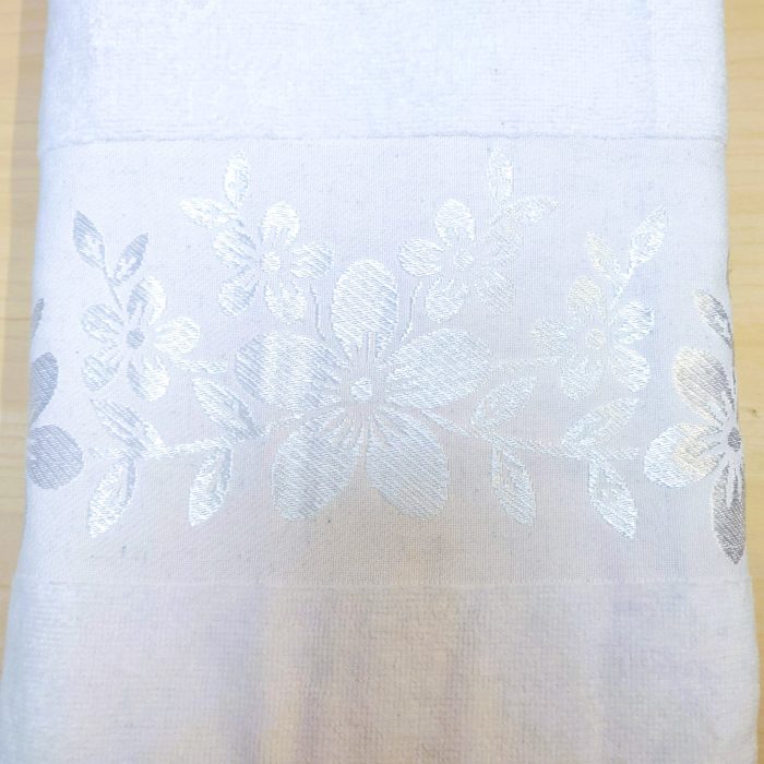 Set 2 Prosoape baie Jaquard alb 70x140 cm, decor floral - imagine 3