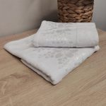Prosop baie Jacquard, catifea, 100% bumbac, 50x90 cm, alb