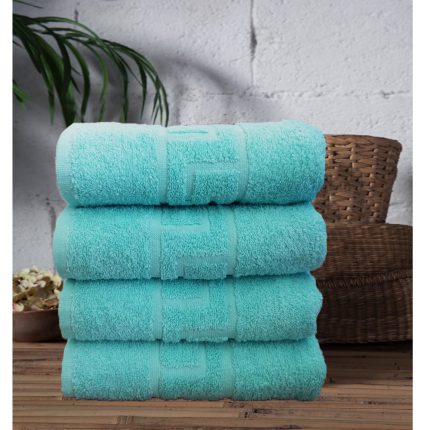 engros-set 4 prosoape de baie greek border de culoare aqua bumbac 100
