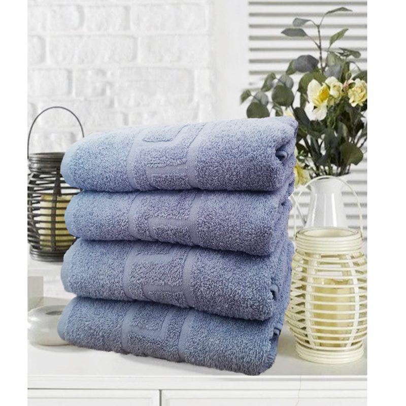 engros-set 4 prosoape de baie greek border de culoare gri bumbac 100