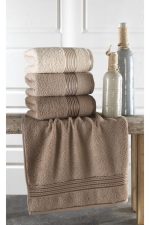 Set 4 prosoape baie Essence 50x90cm , bumbac 100%, Cappucino
