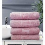 Prosop baie Greek Border - 100% bumbac, 70x140 cm - coral rose