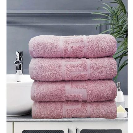 engros-set 4 prosoape greek border de culoare coral roz bumbac 100