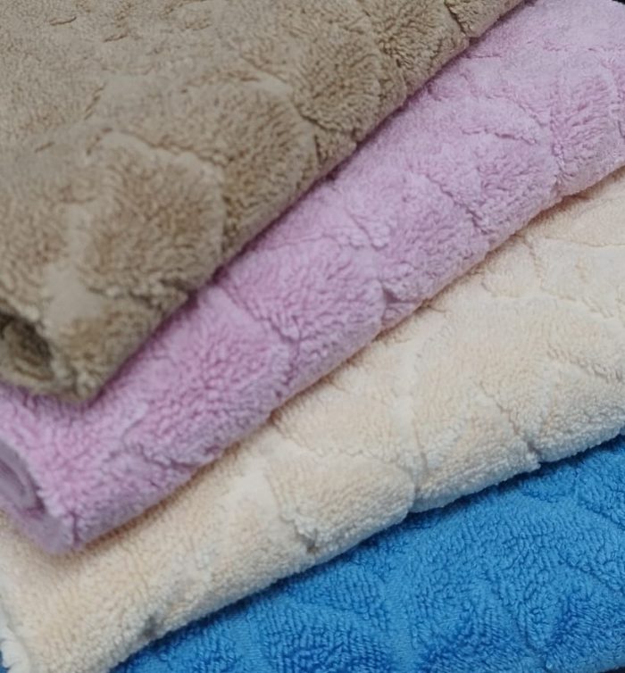 Set 4 prosoape picioare 50x70cm , bumbac 100% CARRY – yvoire, crem, roz, albastru - imagine 4