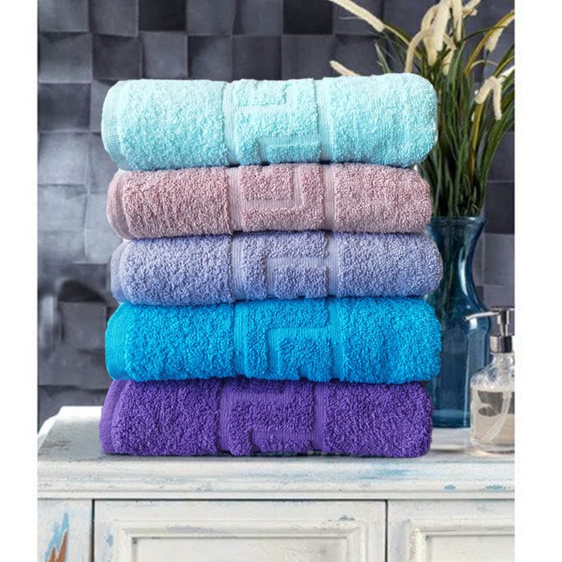 engros-set 5 prosoape baie greek border multicolor bumbac 100