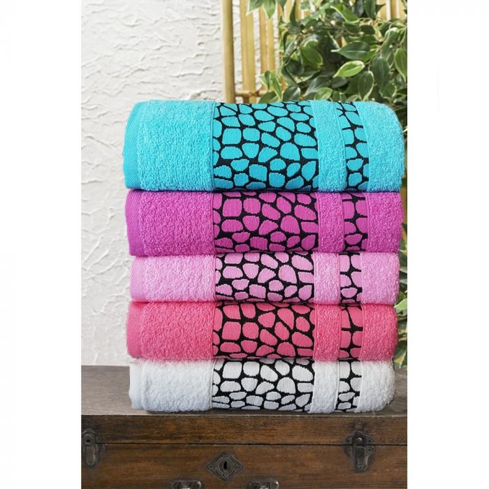 Set 5 prosoape baie multicolor 100% bumbac ,50x90cm  - Roxanne - imagine 4
