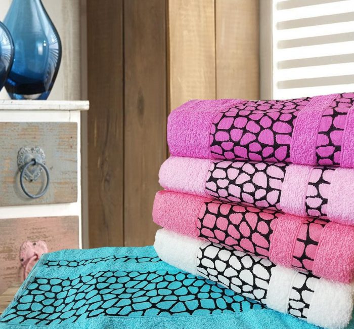 Set 5 prosoape baie multicolor 100% bumbac ,50x90cm  - Roxanne - imagine 3