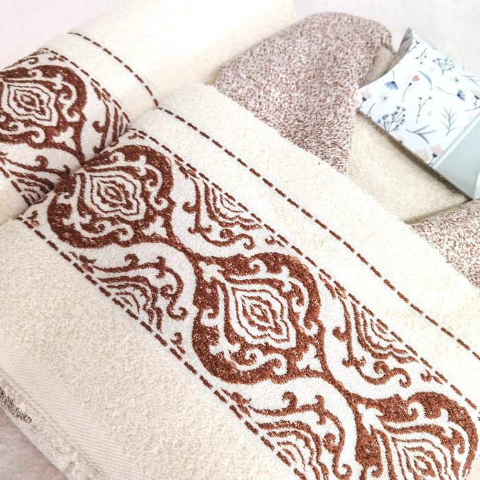 Set halat de baie pentru 1 persoana Elite Collection, 100% bumbac, ivoire - imagine 2