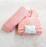 Set halat de baie pentru 1 persoana Elite Collection, 100% bumbac, catifea, piersica