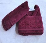 Set halat de baie pentru 1 persoana Elite Collection, 100% bumbac, catifea, bordeaux - imagine 3