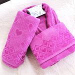 Set halat de baie pentru 1 persoana Elite Collection, 100% bumbac, catifea, fuxia - imagine 2