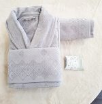 Set halat de baie pentru 1 persoana Elite Collection, 100% bumbac, catifea, gri - imagine 3