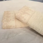 Set 2 prosoape baie Special Gift - 50x90 cm + 70x140 cm, 100% bumbac, cu dantela, cappuccino