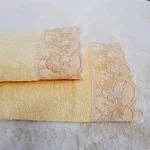 Set 2 prosoape baie Special Gift - 50x90 cm + 70x140 cm, 100% bumbac, cu dantela, caisa - imagine 2